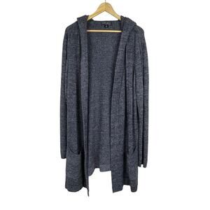 Barefoot‎ Dreams CozyChic Lite Hooded Cardigan 1X – Gray, Open Front, Long Line